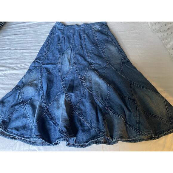 Studio West Size Small Long Denim Skirt. Elastic Waist Band - Picture 1 of 6